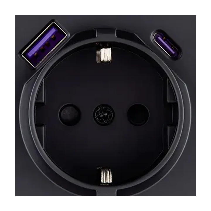 Накладка розетки USB A+C 20W  Черный бархат серия G Glass