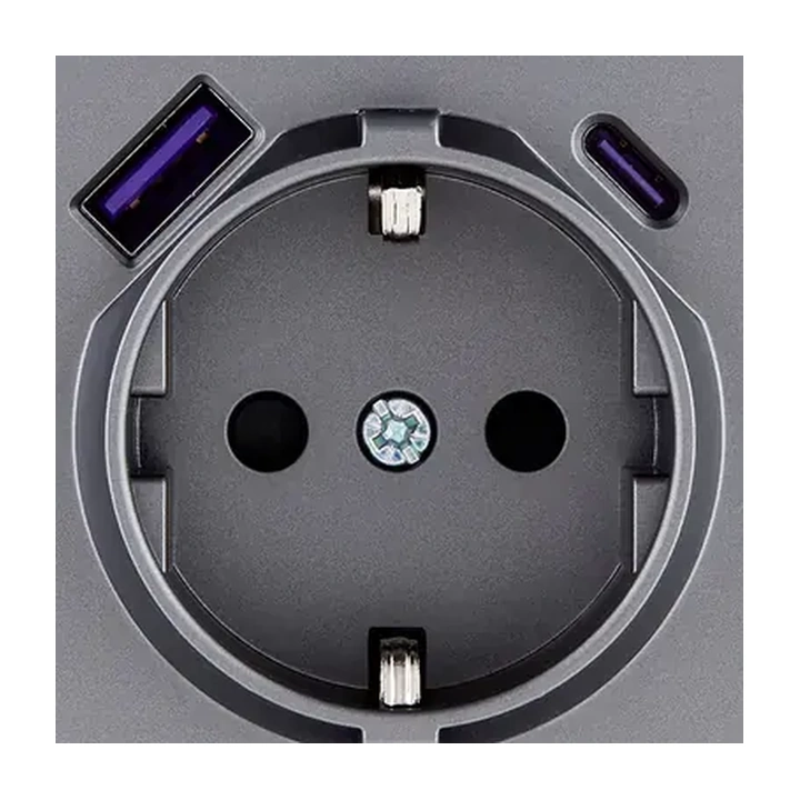 Накладка розетки USB A+C 20W  Серый бархат серия G Plast
