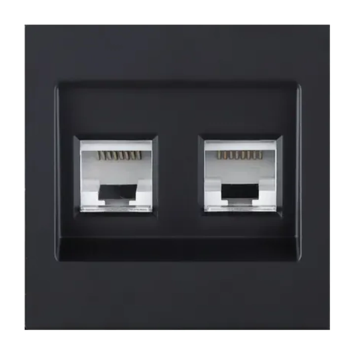 Накладка двойной розетки Ethernet RJ45 Cat.6  Черный бархат серия G Plast