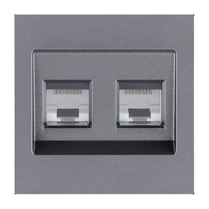Накладка двойной розетки Ethernet RJ45 Cat.6  Серый бархат серия G Plast