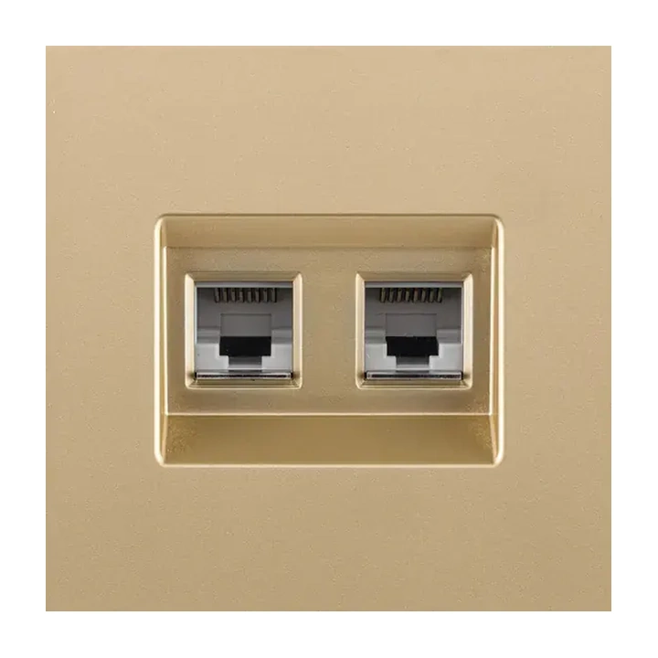 Накладка двойной розетки Ethernet RJ45 Cat.6  Золотой бархат серия Z