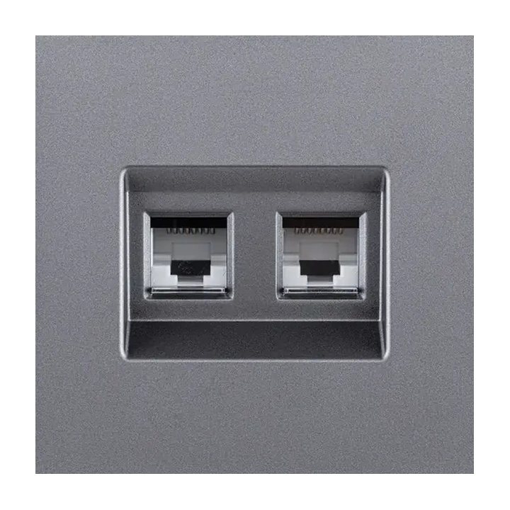 Накладка двойной розетки Ethernet RJ45 Cat.6  Серый бархат серия Z