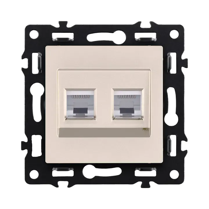 Розетка двойная Ethernet RJ45 Cat.6  Кашемир бархат серия G