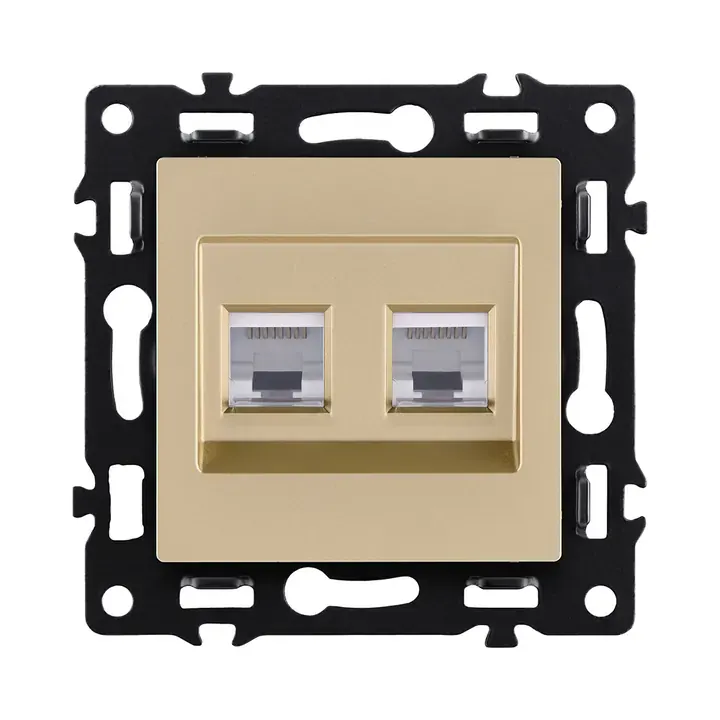 Розетка двойная Ethernet RJ45 Cat.6  золотой бархат серия G