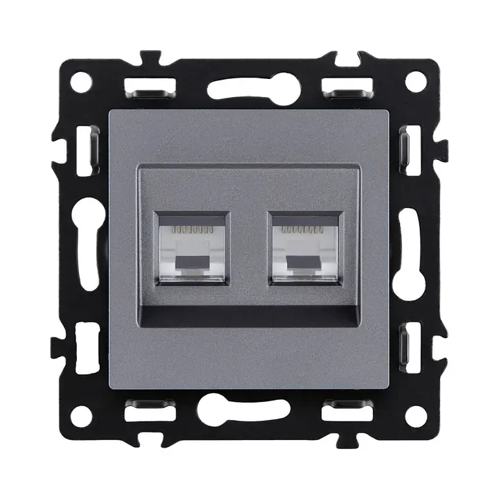 Розетка двойная Ethernet RJ45 Cat.6  серый бархат серия G