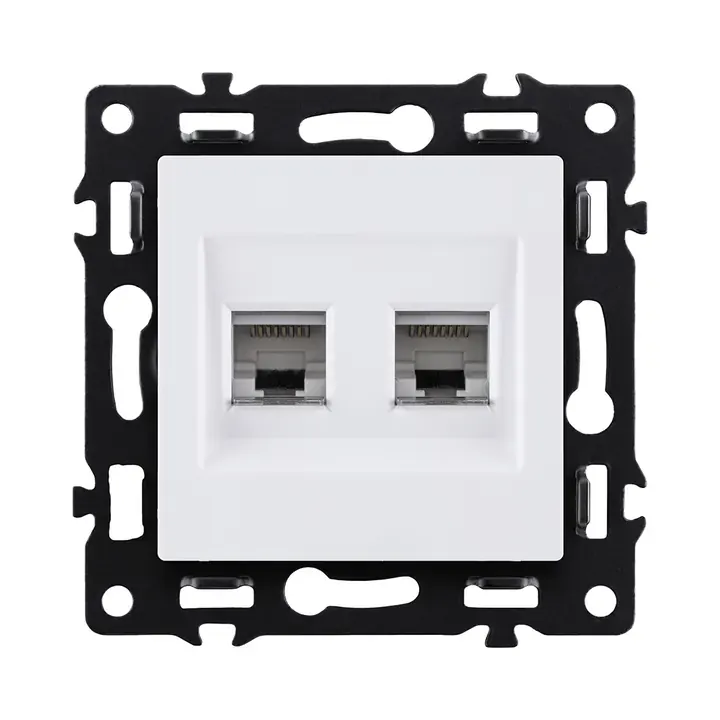 Розетка двойная Ethernet RJ45 Cat.6  белый бархат серия G