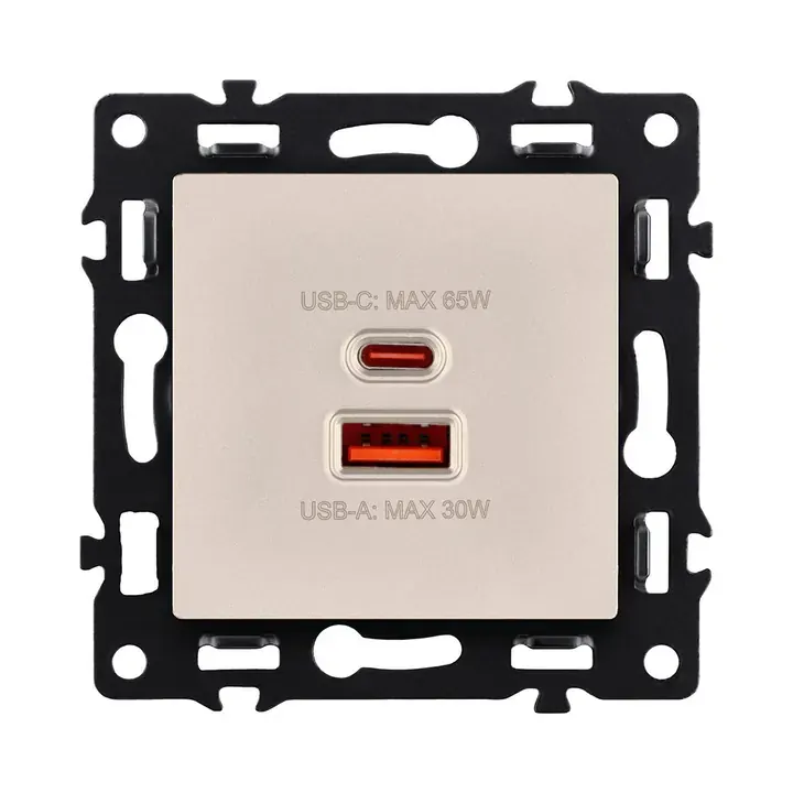 Розетка USB A+C 65W  Кашемир бархат серия G