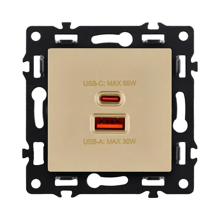 Розетка USB A+C 65W  золотой бархат серия G