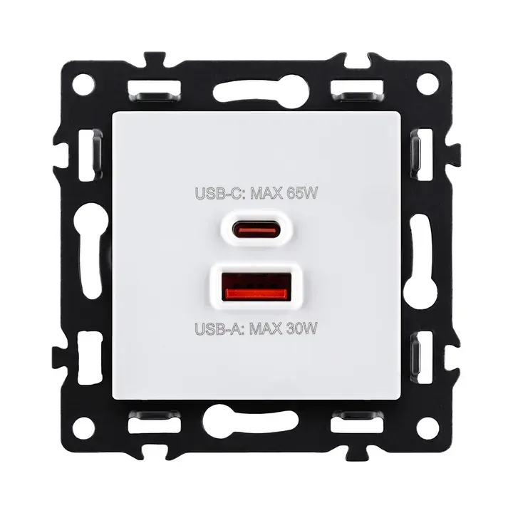 Розетка USB A+C 65W  белый бархат серия G
