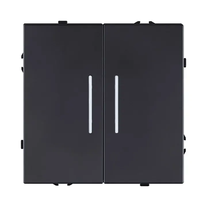 Выключатель 2-клавишный 10А/250В с LED подсветкой  черный бархат серия Z
