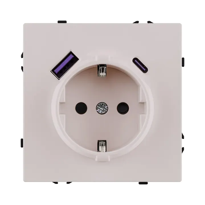 Розетка штепсельная  16A/250 В с USB A+C 20W  кашемир бархат серия Z