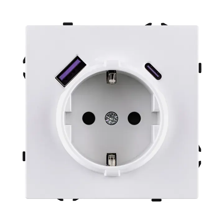 Розетка штепсельная  16A/250 В с USB A+C 20W  белый глянцевый серия Z
