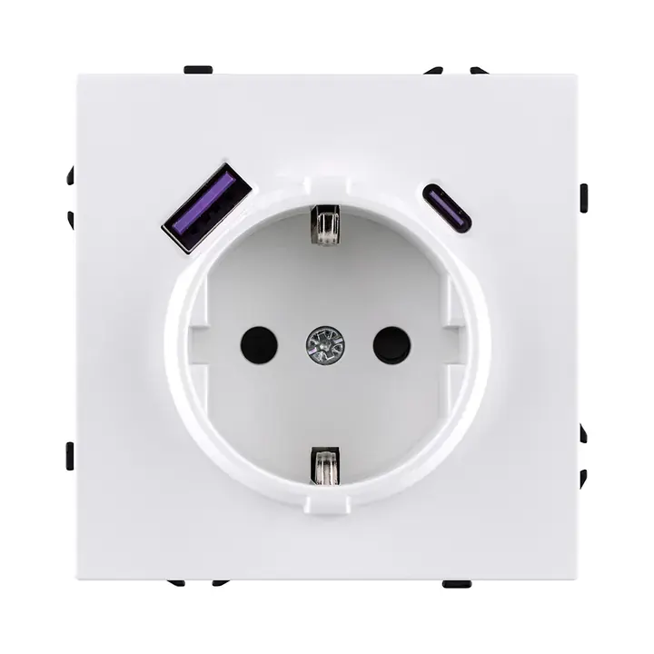 Розетка штепсельная  16A/250 В с USB A+C 20W  белый бархат серия Z