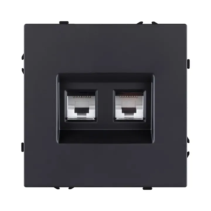 Розетка двойная Ethernet RJ45 Cat.6  черный бархат серия Z