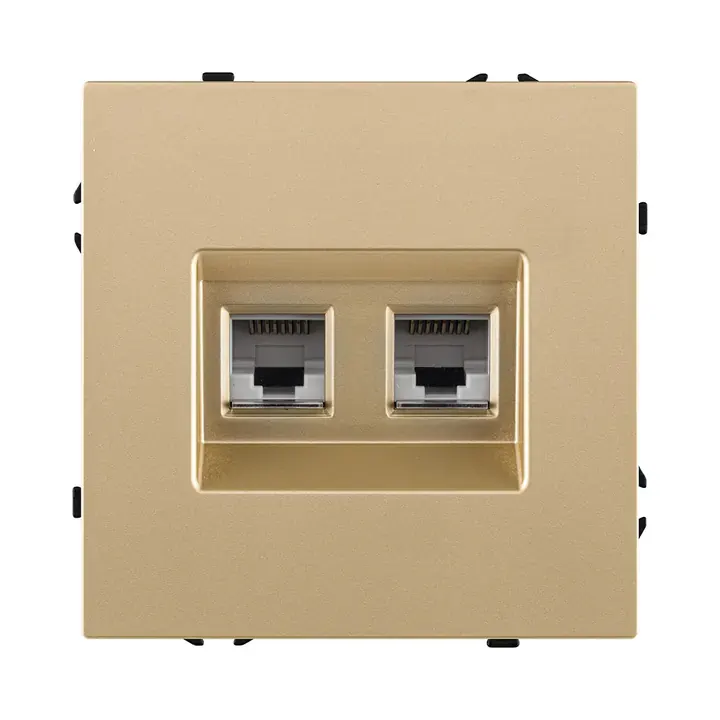 Розетка двойная Ethernet RJ45 Cat.6  золотой бархат серия Z