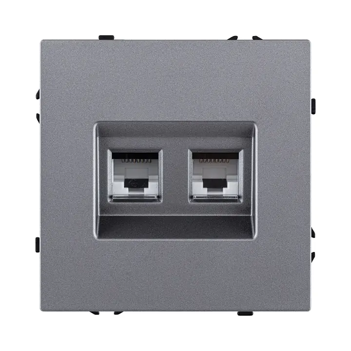 Розетка двойная Ethernet RJ45 Cat.6  серый бархат серия Z