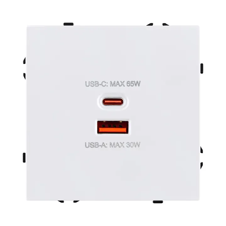 Розетка USB A+C 65W  белый бархат серия Z